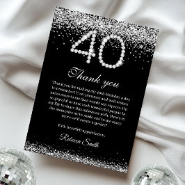 Silver Diamonds 40. Geburtstag Dankeschön Karte