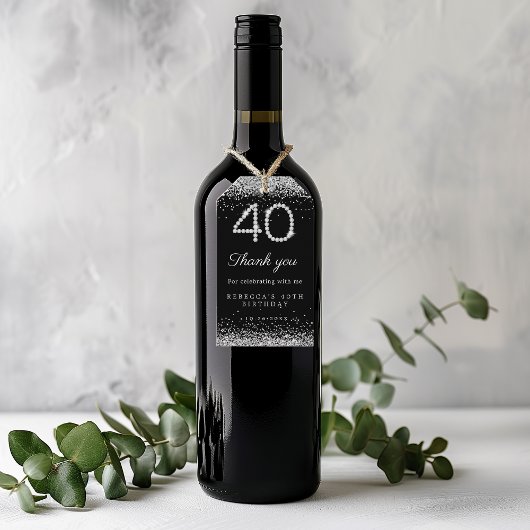 Silver Diamonds 40. Geburtstag Party Vielen Dank Geschenkanhänger