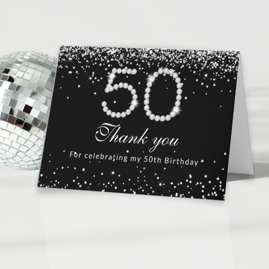 Silver Diamonds 50. Geburtstag Dankeschön Karte