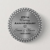 Silver & Diamonds Button zum 25. Hochzeitstag (Vorderseite)