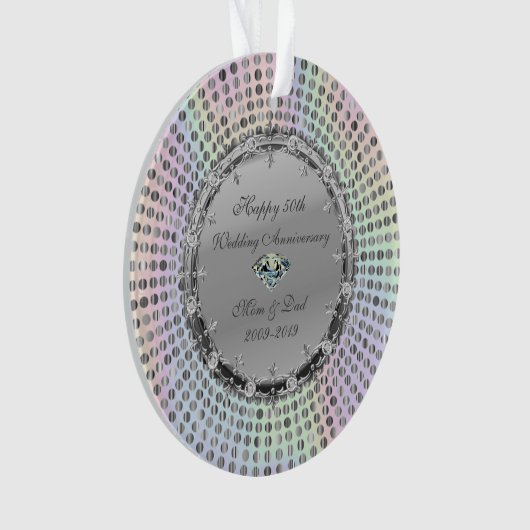 Silver Diamonds dotted 50 th Wedding Anniversary Ornament (Vorderseite)
