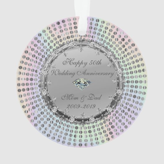 Silver Diamonds dotted 50 th Wedding Anniversary Ornament (Rückseite)