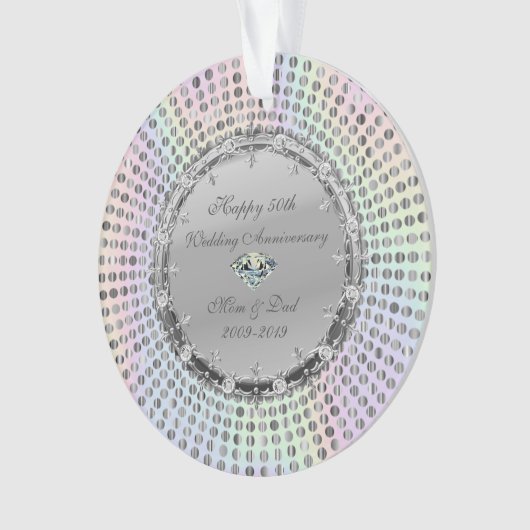 Silver Diamonds dotted 50 th Wedding Anniversary Ornament (Vorderseite)