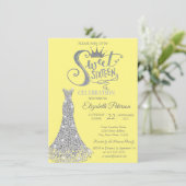 Silver Diamonds Dress,Diamonds Yellow Sweet 16  Einladung (Stehend Vorderseite)