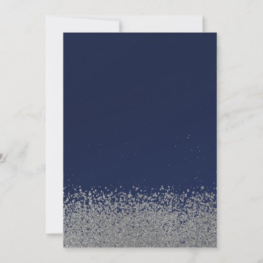 Silver Diamonds, Eiffelturm Navy Blue Quinceanera Einladung (Rückseite)