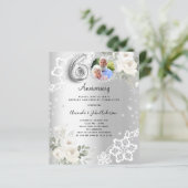 Silver Diamonds florals 60. Hochzeit Einladung (Stehend Vorderseite)
