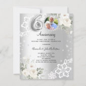 Silver Diamonds florals 60. Hochzeit Einladung (Vorderseite)