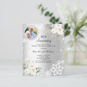 Silver Diamonds florals 60. Hochzeit Einladung (Stehend Vorderseite)