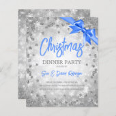 Silver Diamonds Glitzer Blue Ribbon Weihnachten (Vorne/Hinten)