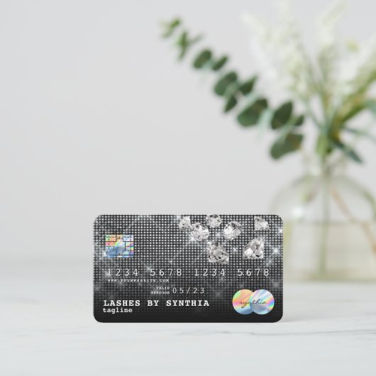 Silver Diamonds Glitzer Credit Card Stil modern Visitenkarte (Stehend Vorderseite)