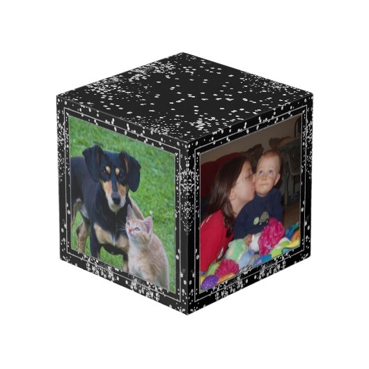 Silver Diamonds Glitzer Schwarz Personalisiert Cus Würfel (Rückseite Schrägansicht)