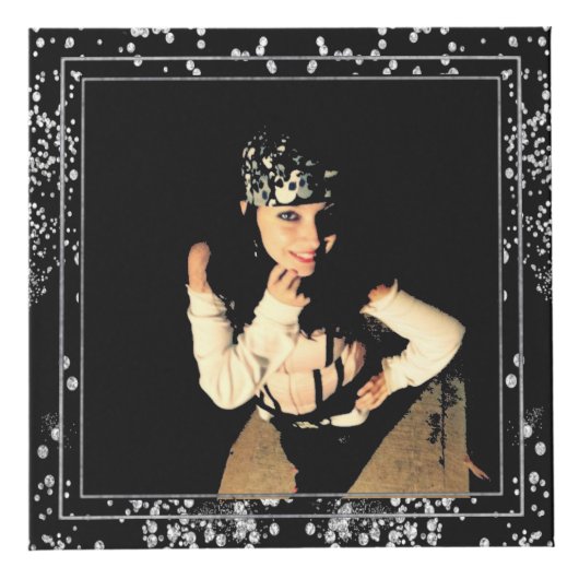 Silver Diamonds Glitzer Schwarz Personalisiert Cus Würfel (Vorderseite)