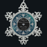 Silver Diamonds Green 10. Hochzeitstag Schneeflocken Zinn-Ornament<br><div class="desc">Elegante silberne Diamanten 10. Hochzeitstag Schmuck.</div>