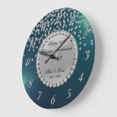 Silver Diamonds Green 25. Hochzeitstag Große Wanduhr (Winkel)