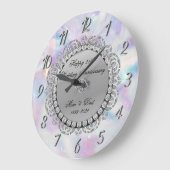 Silver Diamonds Holographic 25. Wedding Große Wanduhr (Winkel)