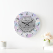 Silver Diamonds Holographic 25. Wedding Große Wanduhr (Zuhause)