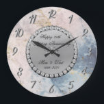 Silver  Diamonds Marble 25th Wedding Anniversary  Große Wanduhr<br><div class="desc">Elegant silver diamonds wedding anniversary clock.</div>