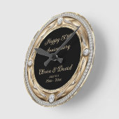 Silver Diamonds Wedding Jubiläum Runde Wanduhr (Winkel)