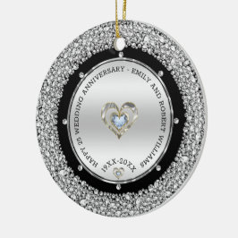 Silver & Diamonds zum 25. Hochzeitstag Keramik Ornament