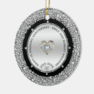 Silver & Diamonds zum 25. Hochzeitstag Keramik Ornament