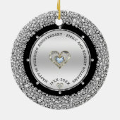 Silver & Diamonds zum 25. Hochzeitstag Keramik Ornament (Hinten)