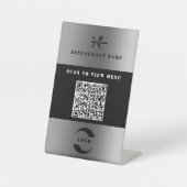 Silver Digital Menu QR Code Pedestzeichen Sockelschild (Vorderseite)