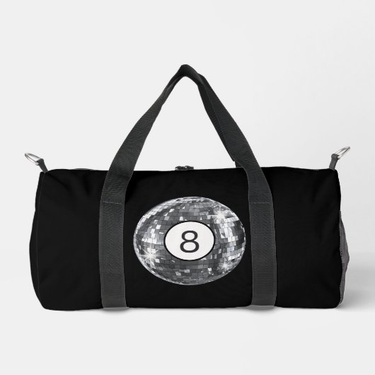 Silver Disco 8 Ball, trendiger Retro 70er Style Duffle Bag (Vorderseite)