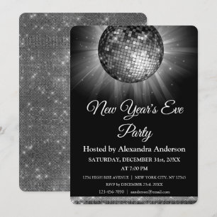 Silver Disco Ball 2022 Silver Disco Party Einladung