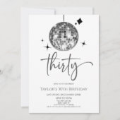 Silver Disco Ball 30. Geburtstag Party Einladung (Vorderseite)