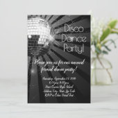Silver Disco Ball 70er Prom Party Einladung (Stehend Vorderseite)