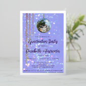 Silver Disco Ball and Streamers Graduation Party Folieneinladung (Stehend vorne)