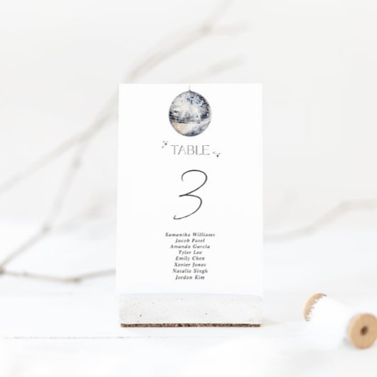 Silver Disco Ball Brautparty Tischnummer