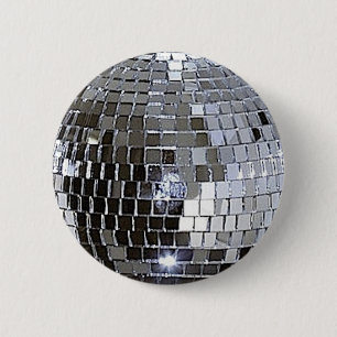 Silver Disco Ball Button