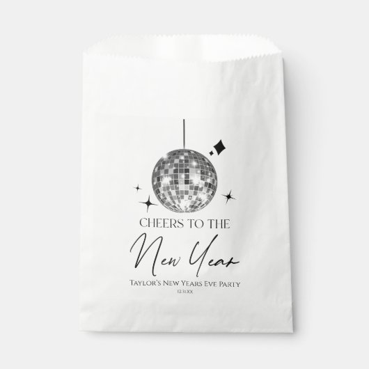 Silver Disco Ball Cheers Silvester Party Geschenktütchen (Vorderseite)