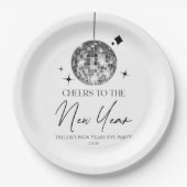 Silver Disco Ball Cheers Silvester Party Pappteller (Vorderseite)