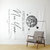 Silver Disco Ball Cheers Silvester Party Wandteppich (Beispiel (Horizontal))