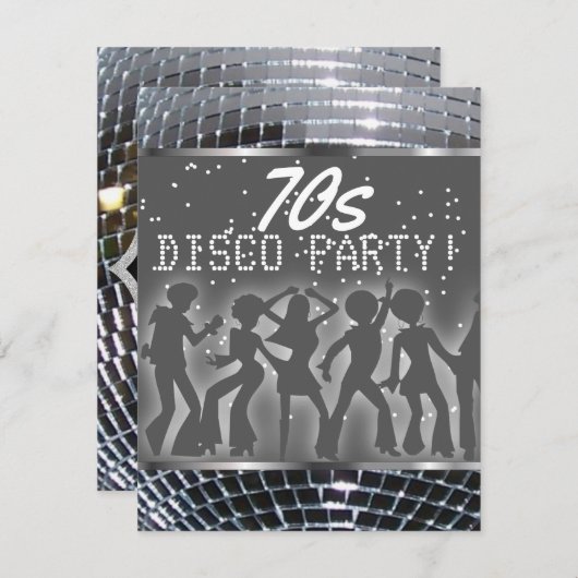 Silver Disco Ball Dance Party| Retro 70er Party Einladung (Vorne/Hinten)