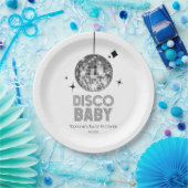 Silver Disco Ball "Disco Baby" Babydusche Pappteller (Party)