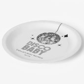 Silver Disco Ball "Disco Baby" Babydusche Pappteller (Schrägansicht)