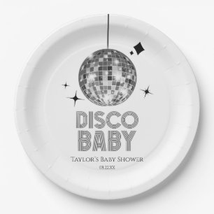 Silver Disco Ball "Disco Baby" Babydusche Pappteller