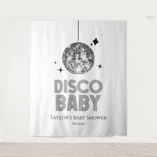 Silver Disco Ball "Disco Baby" Babydusche Wandteppich (Vorderseite)