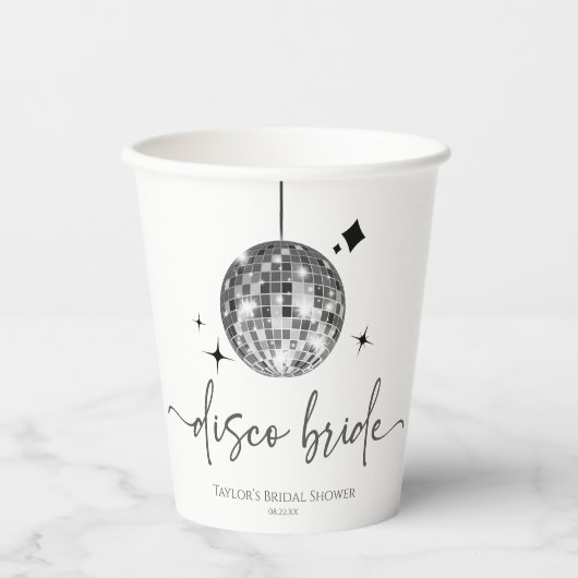 Silver Disco Ball Disco Bridge Brautparty Pappbecher (Vorderseite)