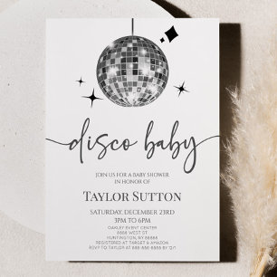 Silver Disco Ball Disco Kinderdusche Einladung