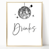 Silver Disco Ball Drinks Tafelschild Poster