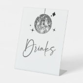 Silver Disco Ball Drinks Tafelschild Sockelschild (Vorderseite)