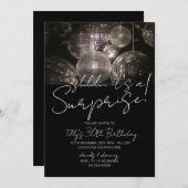 Silver Disco Ball Geburtstag Moderne Überraschung  Einladung (Vorne/Hinten)