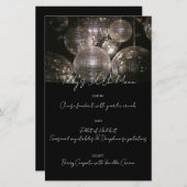 Silver Disco Ball Geburtstagsmenü Party (Vorne/Hinten)