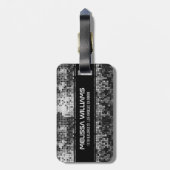 Silver Disco Ball Glitzer Black Accelerator Monogr Gepäckanhänger (Rückseite vertikal)