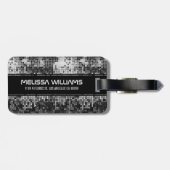Silver Disco Ball Glitzer Black Accelerator Monogr Gepäckanhänger (Rückseite horizontal)
