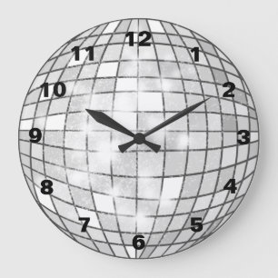 Silver Disco Ball Große Wanduhr
